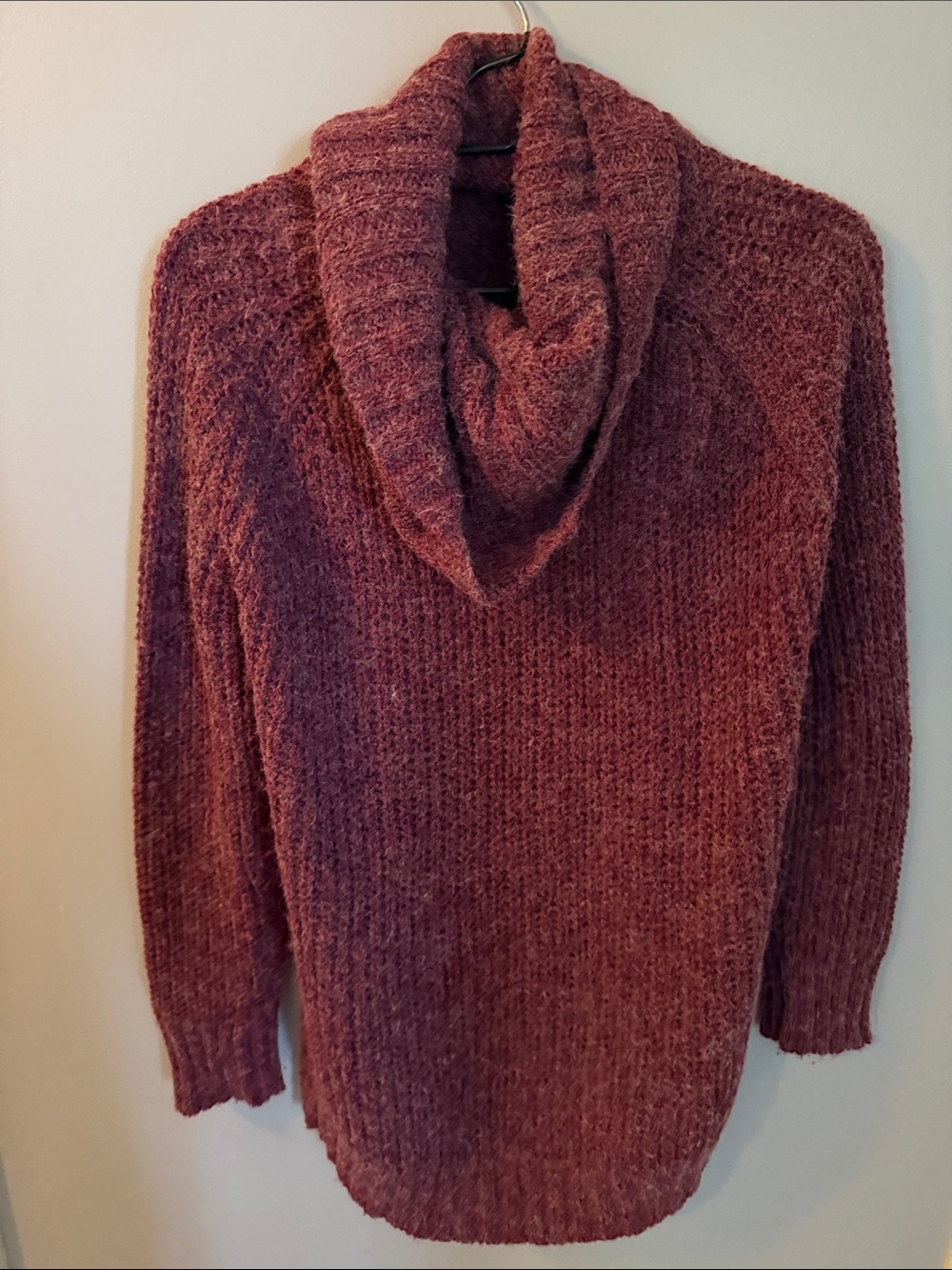 Plush Cowl Neck Sweater in Wine